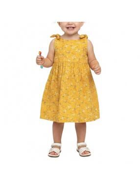 OshKosh B’gosh Girls Yellow Ditsy Floral Tie Strap Summer Boho Dress Size 2T